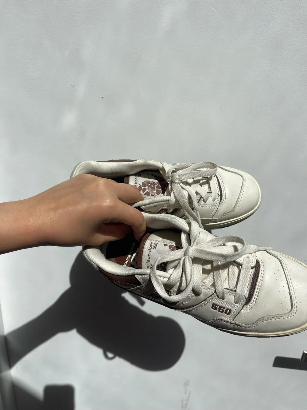 Aime Leon Dore White and Brown 550 Low-Top Sneakers